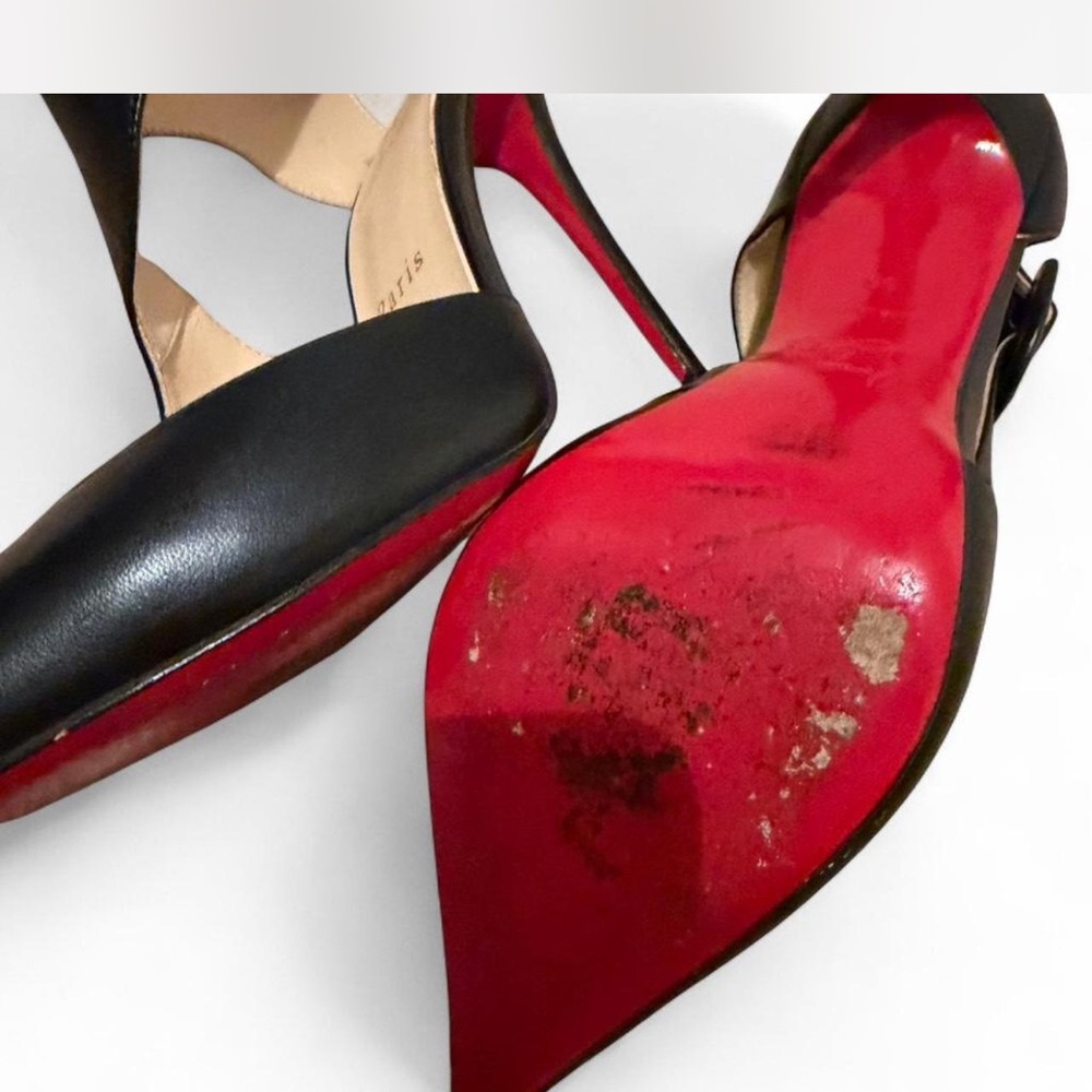 Black Pointed-Toe Ankle Strap Heels - Picture 5 of 7
